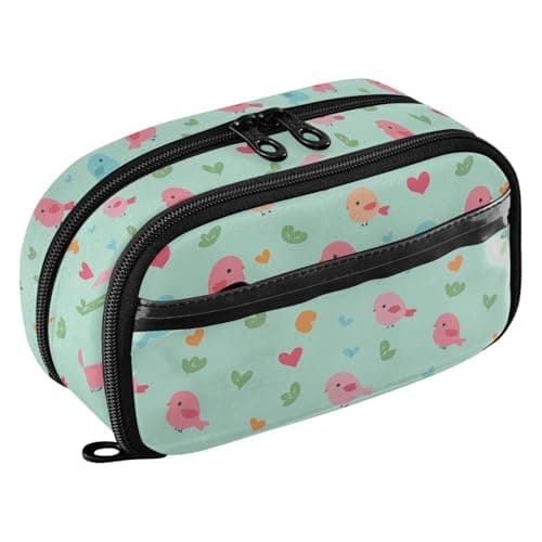 Image of siphylline Cartoon Bird Green Tear-Resistant Pencil pouching Multi- Slot Pencil pouching for College Student Teen Adults