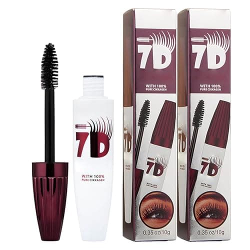 Image of 7d Colossal Mascara, 7d Silk Fiber Black Voluminous Lengthening Mascara for Natural and Thickening False Lash Effect, Long Lasting Natural Curling Lashes for Professional Eye Makeup (Black)