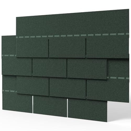 Image of INMOZATA Pack of 18pcs Asphalt Roof Shingles 2.61sqm Self-adhesive Sheds Roofing Felt Shingles Tiles for Most Roof of Sheds Arbour Porch Wendy House Doghouse Log Cabin (Square 3 Tab Shingles, Green)