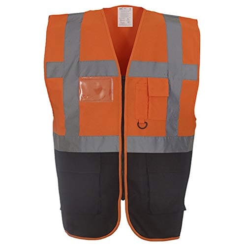 Image of Yoko Hi-Vis Premium Executive/Manager Waistcoat/Jacket (Pack of 2) (2XL) (Hi Vis Yellow/Black)