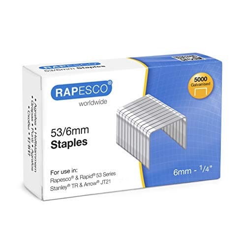 Image of Rapesco 0749 Type 53/6 mm Galvanised Tacker Staples, Pack of 5000