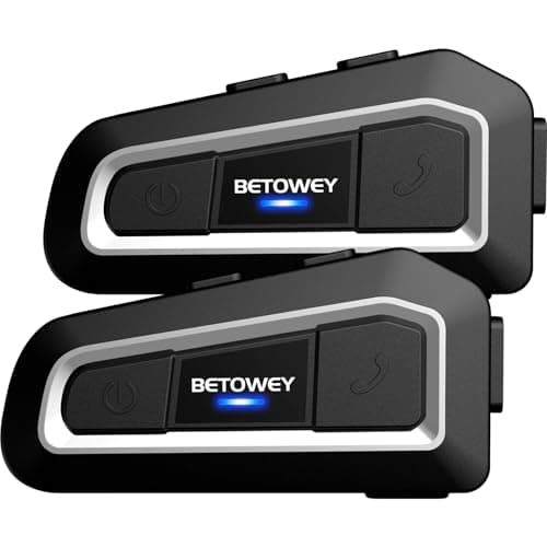 Image of BETOWEY Motorcycle Duo Intercom for 2 Helmets TK-X2 Hands-Free Bluetooth Headset Headset with FM Radio, Noise Cancellation, System Communication for Motorcycle/ATV/Snowmobile (2 Pieces)