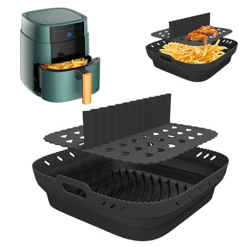 Image of Silicone Mould for Ninja Speedi ON400EU/COSORI 5.5L Hot Air Fryer, Airfryer Accessories for Philips XL 6.2L, Hot Air Fryer Baking Mould with Dividers for Cecotec/Princess/Tefal