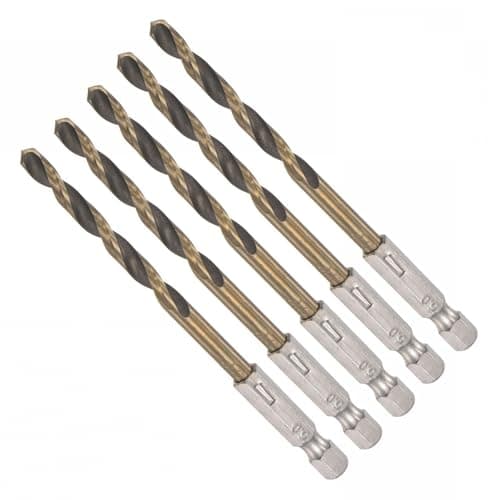 Image of ROWORKX 5Pcs 4.8mm Twist Drill Bit – 1/4 Inch Hex Shank HSS Drill Bits – Spiral Flute 135° Split Point Bits for Wood Plastic Aluminium and Thin Metal