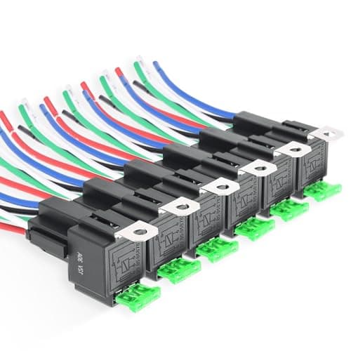 Image of WOLFWILL 12V Relay with 30A ATO/ATC Blade Fuse, 5-Pin SPST Automotive Relay with 14 AWG High-Performance Cables (6 Pieces)