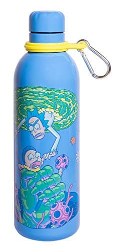 Image of Grupo Erik Metal Water Bottle 500ml / 17oz - Rick and Morty Gifts | Hot and Cold Water Bottle Stainless Steel, Cute Travel Bottles Gym | Cool Gifts Under 20 Pounds