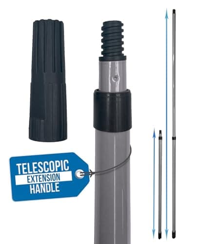 Image of Paint Roller Extension Pole with Telescopic Handle, Extends Up to 200cm, Telescopic Pole for Home Decorating, Extendable Pole Fits Roller and Pads, Paint Pole with Screw Fit and Push Fit Attachments