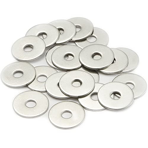 Image of AMLOOPH M5 Washers, M5 x 20mm Metal Flat Penny Washer Thickness 1.2mm- A2 304 Stainless Steel Washers (20 Pack), Large OD Plain Wide Metal Round Flat Spacer Repair Washer for Screws Bolts