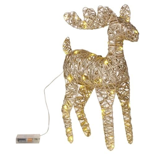 Image of URBNLIVING 2x LED Light Up Christmas Reindeer Rattan Metal Wire Stag Statue Decoration 45cm (Gold)