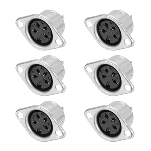 Image of sourcing map 4-Pin S-Video DIN Socket Female Jack Socket Connector Panel Mount Soldering for Audio/Signal Connector,Pack of 6 Silver Tone