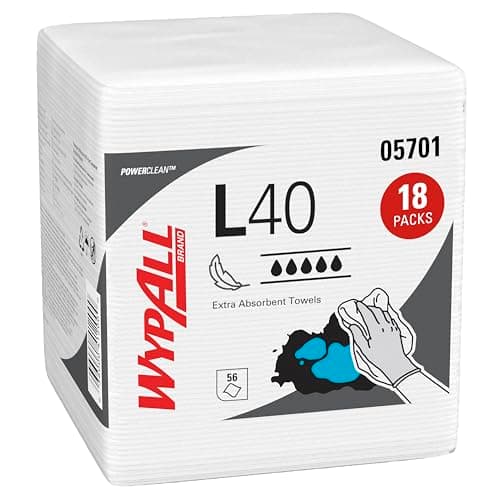 Image of WypAll L40 Disposable Paper Wipers 7471 – Extra Absorbent Industrial Cleaning Towels – Fast Absorption, Soft White Quarter Fold Cloths – Multi-Surface Wiping – 18 Packs x 56 Sheets (1,008 Total)