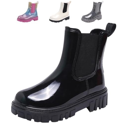 Image of DRECAGE Ankle Wellies Wellington Boots Women Waterproof Short Chelsea Ladies Welly Rain Boots Black Size 5 UK