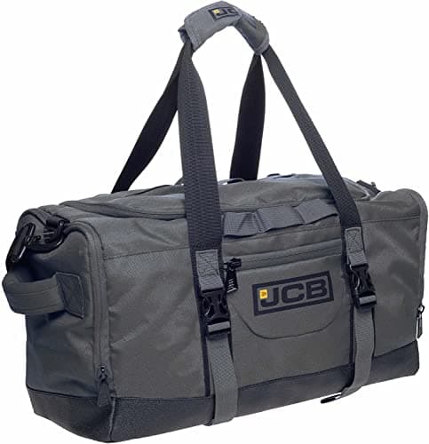 Image of JCB - Holdall Duffle Bag - Grey - Water-Resistant Pu Base - Adjustable Shoulder Strap - 1,000 Denier Polyester - Maximum Capacity of 25L - Ideal Gym, Travel Or Overnight Bag