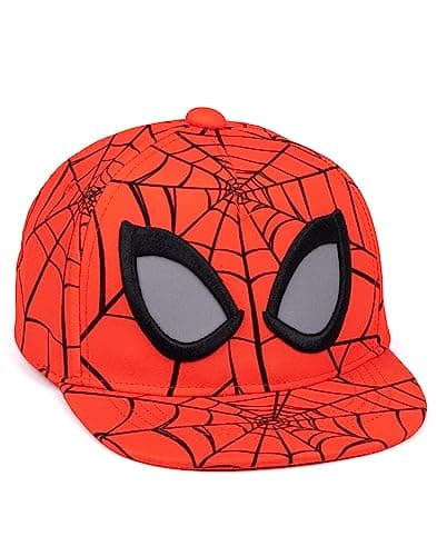 Image of Marvel Spider-Man Kids Snapback Cap | Red Summer Hat for Boys & Girls | Spiderman Superhero Graphic Sun Cap | Adjustable Clasp Spider Web Headwear | Cool Merchandise Gift for Children