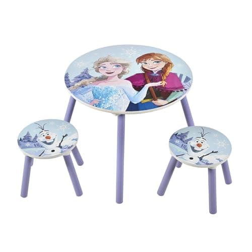 Image of Disney Children Kids Table & Chairs (2 Stools Included) -Ideal for Arts & Crafts, Snack Time, Homeschooling, Homework & More, Frozen