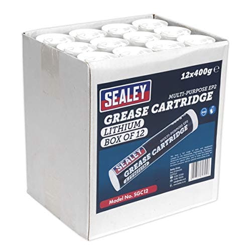 Image of Sealey EP2 Lithium Grease Cartridges - 12x Multi-Purpose 400g (For grease gun) **SGC12 - 12x Cartridges**