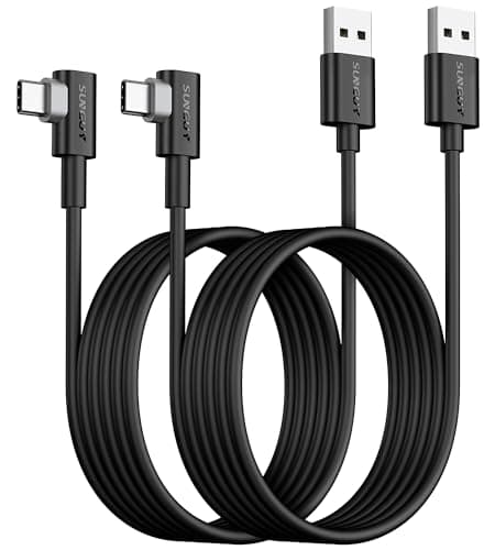 Image of SUNGUY USB C Cable 90 Degree 2M, 2-Pack Right Angle 3A Fast Charging & Data Sync USB A to USB C Cord Compatible for Samsung Galaxy S21 S20 S10 S9 S8 Plus, Note 20 10 9 8, LG V50 V40 G8 G7