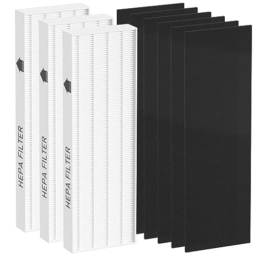 Image of Ganteny True HEPA Filter Replacement Compatible with Fellowes AeraMax 100 90 DX5 DB5 Air Cleaner Purifier, Compared to Part 40101701 9287001 9324001, 3 x True HEPA Filter and 6 x Carbon Pre-Filter