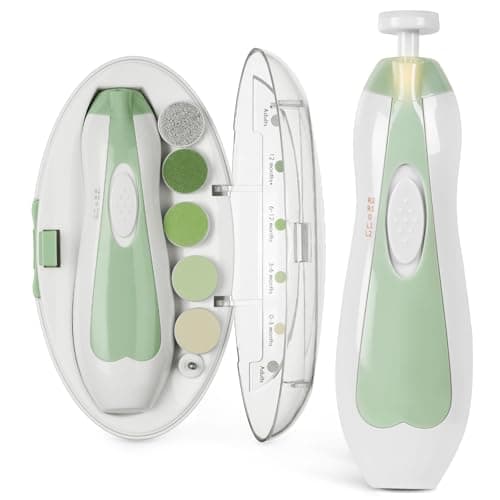Image of haakaa Baby Nail Trimmer Electric Safe Baby Nail Clippers Baby Nail File Kit, Trim Polish Grooming kit for Newborn Toddler or Adults Toes Fingernails, 6 Grinding Heads and LED Light, Meadow