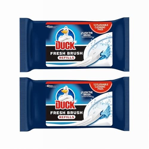 Image of Duck Fresh Brush Refills Toilet Cleaner (2 Packs, 24 Flushable Cleaning Pads) Biodegradable Pads Toilet Bowl Cleaner