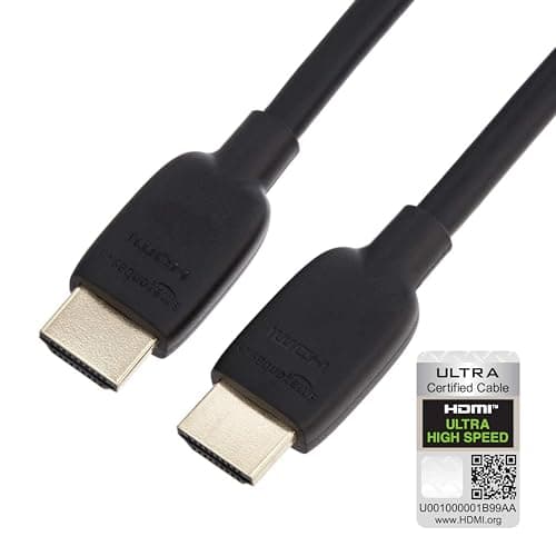 Image of Amazon Basics HDMI Cable, 48Gbps Certified Ultra High Speed, 8K@60Hz, 4K@120Hz, Gold-Plated Plugs, Ethernet Ready, 0.9 m, Black