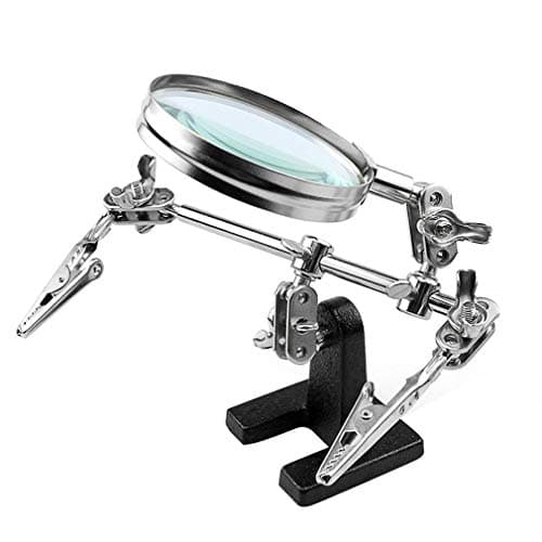 Image of Helping Hands Magnifier Stand with Dual Alligator Clips Adjustable – FEITA 5x Magnifying Glass Perfect for Soldering, Crafting, Hobby, Micro Objects