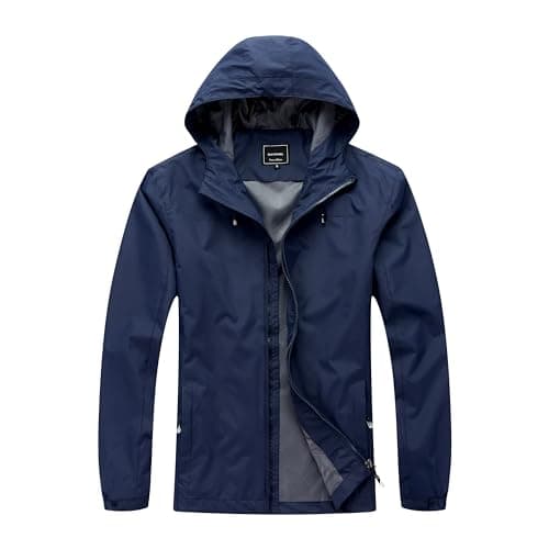 Image of Blu Apparel Mens Waterproof Rain Jacket Premium Branded Walking Hiking Everyday wear Jacket Windproof (UK, Alpha, M, Regular, Regular, Navy)