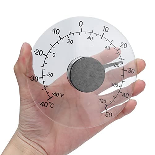 Image of Outdoor Window Thermometer, Stick On Window Thermometer Temperature Indoor/Outdoor Waterproof Transparent Dial No Battery Required Round 4.3 Inch Diameter