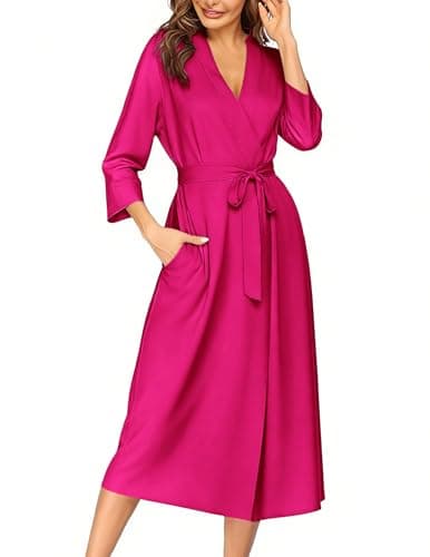 Image of Ekouaer Dressing Gown Women Soft Spa Robe Excellent Lightweight Loungewear Hot Pink XXL