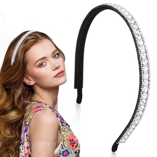 Image of Ouligay Rhinestone Headband Women Non-Slip Sparkling Crystal Hair Bands Glitter Hair Band Skinny Headbands Wedding Birthday Holiday Hair Accessories For Women Girls Gifts