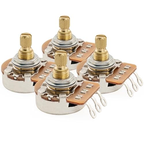 Image of Musiclily Pro HD A500K Pots Brass Metric Split Short Shaft 6.5mm Audio Taper Potentiometers for Electric Guitar Bass (Set of 4)