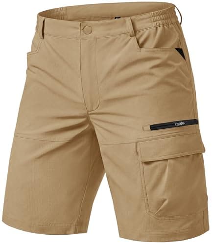 Image of TACVASEN Hiking Shorts Men Lightweight Quick Dry Stretch Cargo Work Shorts with Pockets Casual Summer Outdoor Walking Khaki 38