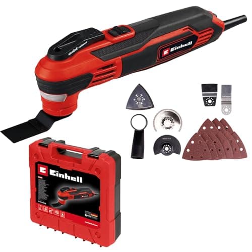 Image of Einhell Oscillating Multi Tool with Accessories and Case 350W, 40,000 RPM Power Tool with LED and Quick-Release Lock for Sawing, Cutting, Sanding, Grout Removal TE-MG 350 EQ
