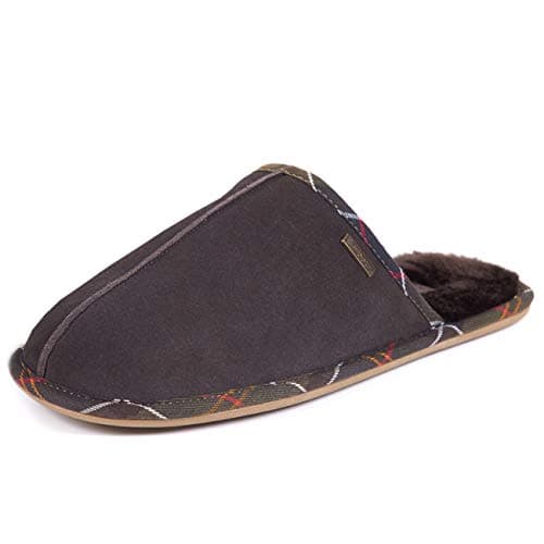 Image of Barbour Mens Malone Luxury Suede Mules Cosy Warm Winter Indoor Slippers - Brown Suede - 12