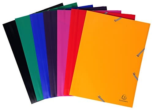 Image of Exacompta - Ref 559000E - Uni PP Opaque Elasticated 3-Flap Folder - Suitable for A4 Documents, 0.5mm Polypropylene, Suitable for Confidentiality - Assorted Colours (Pack of 10)