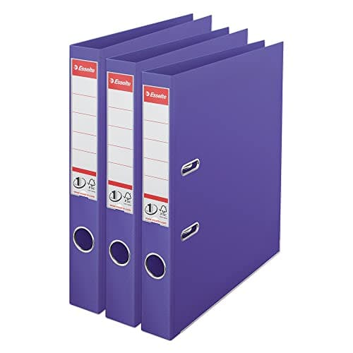 Image of Esselte VIVIDA A4 Lever Arch File, 50 mm Spine, 250 sheets Capacity, PP, Plastic Cover, Files & Folders, Violet, 3 Pack, 624287