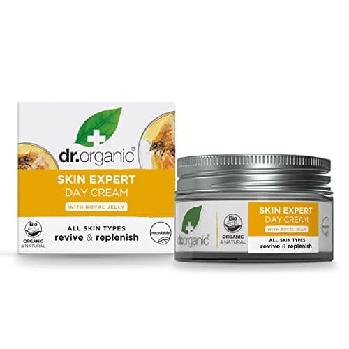 Image of Dr Organic Royal Jelly Day Cream, Healthy-Aging, All Skin Types, Mens, Womens, Natural, Vegetarian, Cruelty-Free, Paraben & SLS-Free, Recycled & Recyclable, Organic, 50ml, Packaging may vary