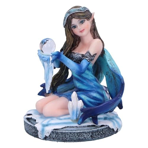 Image of Nemesis Now Crystal Azura Figurine, 8.5cm Resin Blue Crystal Fairy Kneeling, Winter Theme, Fantasy Gift, Cast in Finest Resin, Expertly Hand-Painted