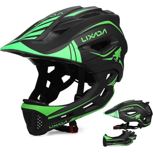 Image of Lixada Kids Full Face Helmet Detachable Child Boys Girls Bike Helmet Protective Gear for Cycling Skateboarding Roller Skating Cycle Helmet 52-58cm