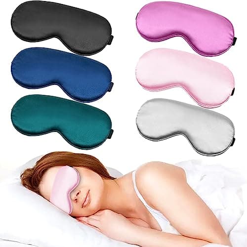 Image of BDSHUNBF 6-Piece Silk Sleep Masks - Soft Blackout Eye Masks for Women & Men with Adjustable Strap (6 Colors)