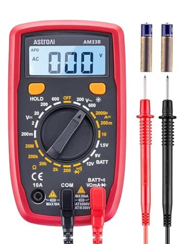 Image of AstroAI Digital Multimeter Voltmeter Ohmmeter Ammeter Multi Tester Meter with Backlit LCD Electronic Test Meter Measures Voltage, Current, Resistance; Tests Continuity, Diode(Black)