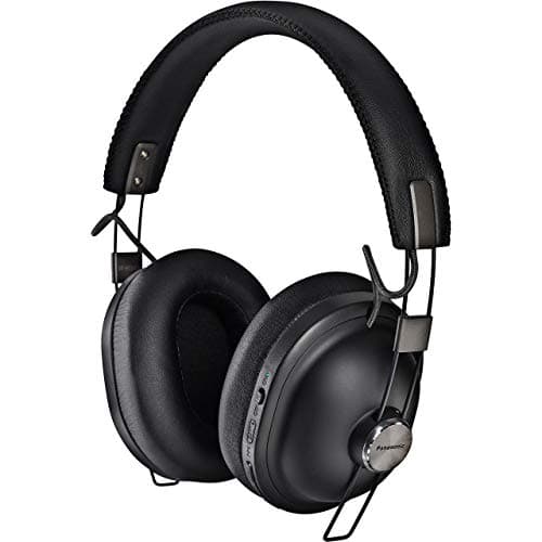 Image of Panasonic RP-HTX90NE-K Wireless Overhead Bluetooth, Noise Cancelling Headphones with Microphone and Smart Voice Control, Retro Look and Comfortable Design Includes Detachable Cable - Black