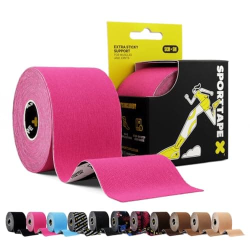 Image of SPORTTAPE Kinesiology Tape, 5cm x 5m, Pink - Waterproof & Hypoallergenic Kinetic Physio Tape for Muscle Injury Recovery, Sports Strapping, Knee Pain, Joint Support & Blisters - Single Uncut Roll