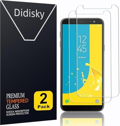 Image of Didisky Tempered Glass Screen Protector for Samsung Galaxy J6 2018 [2 Pieces] [Soft Touch] Easy to Clean, Easy to Install, Transparent