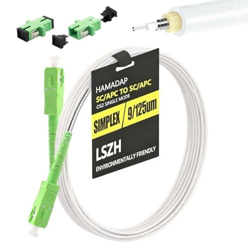 Image of Hamadap SC to SC Fiber Optic Cable, OS1/OS2 Compatible, Armored Simplex Single Mode Fiber Patch Cable - 9/125um/3.00mm LSZH White, 2M(7ft), Contains 2 Couplers