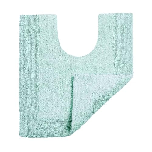Image of Allure Heavyweight Reversible Pedestal Toilet Mat, 100% Cotton, Super soft, Washable, Large Size 55cm x 55cm (Duck Egg)