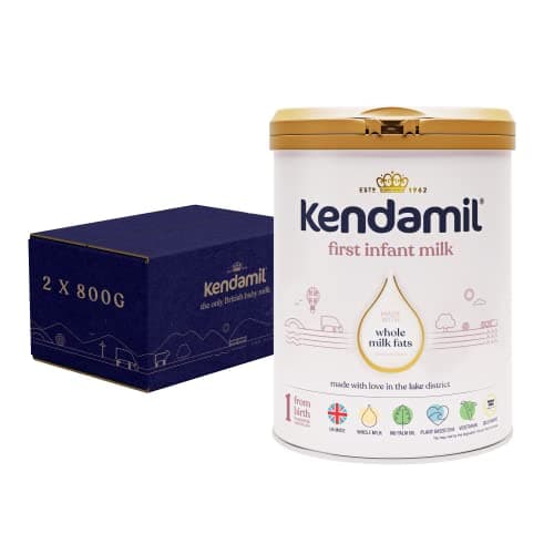 Image of (2x800g) Kendamil First Infant Milk 2-Pack, Stage 1 from Birth – British Made, Whole Milk Formula – Vegetarian, No Palm Oil, No GMOs – with Omega 3 DHA, Omega 6 ARA and Prebiotics