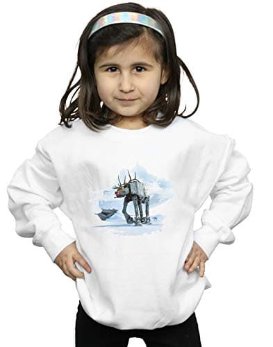 Image of Absolute Cult Star Wars Girls Christmas AT-AT Reindeer Sweatshirt White 9-11 Years