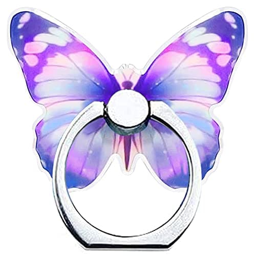 Image of Kinizuxi Mobile Phone Ring Holder Stand, Cute Butterfly Cell Phone Ring Hand Grip Holder 360° Rotation Finger Kickstand with Knob Loop for iPhone, All Android Smartphone,Tablet (Purple)