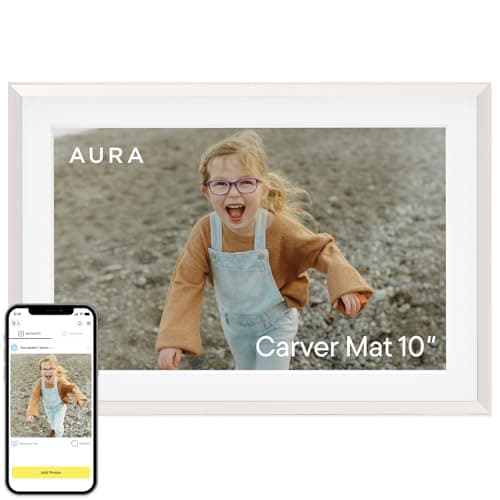 Image of Aura Carver 10.1" WiFi Digital Picture Frame | The Best Digital Frame for Gifting | Send Photos from Your Phone | Quick, Easy Setup in Aura App | Free Unlimited Storage | (Clay with White Mat)